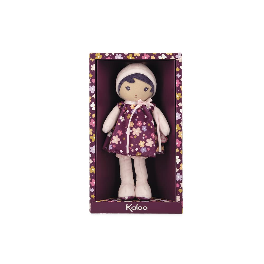 Kaloo Tendresse – My First Fabric Doll Violette de 10 pulgadas de alto – Cabello negro y vestido floral – Lavable – A partir de 0 años – K200001