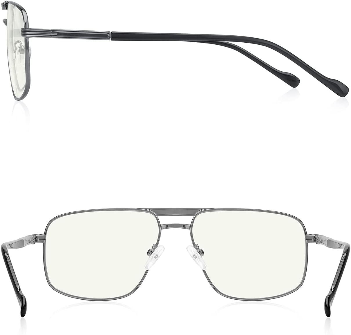 Lentes de lectura para hombre, cuadrados, de doble puente, bloqueo de luz azul, lectores de computadora