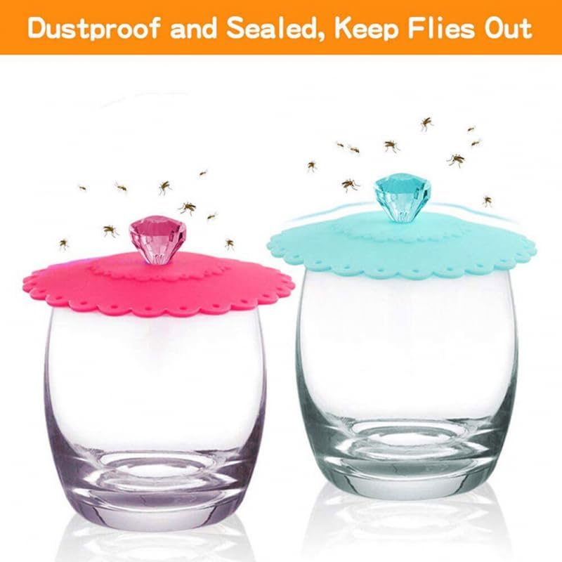 WEISIPU 6 piezas de cubierta de vaso de vidrio de silicona de dibujos animados, cubiertas reutilizables antipolvo para tazas de vidrio de bebida de