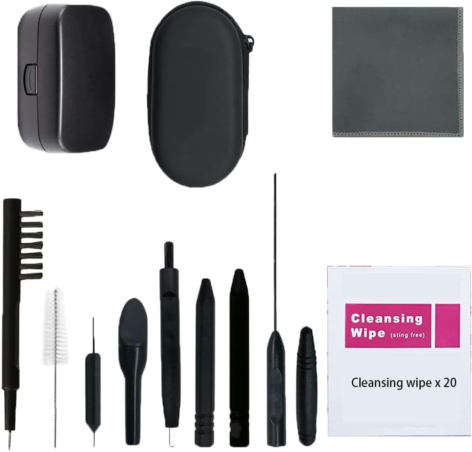 Kit de limpieza de audífonos de 13 piezas, herramientas de cepillo para amplificador auditivo con bucle de cera e imán, adecuado para auriculares,