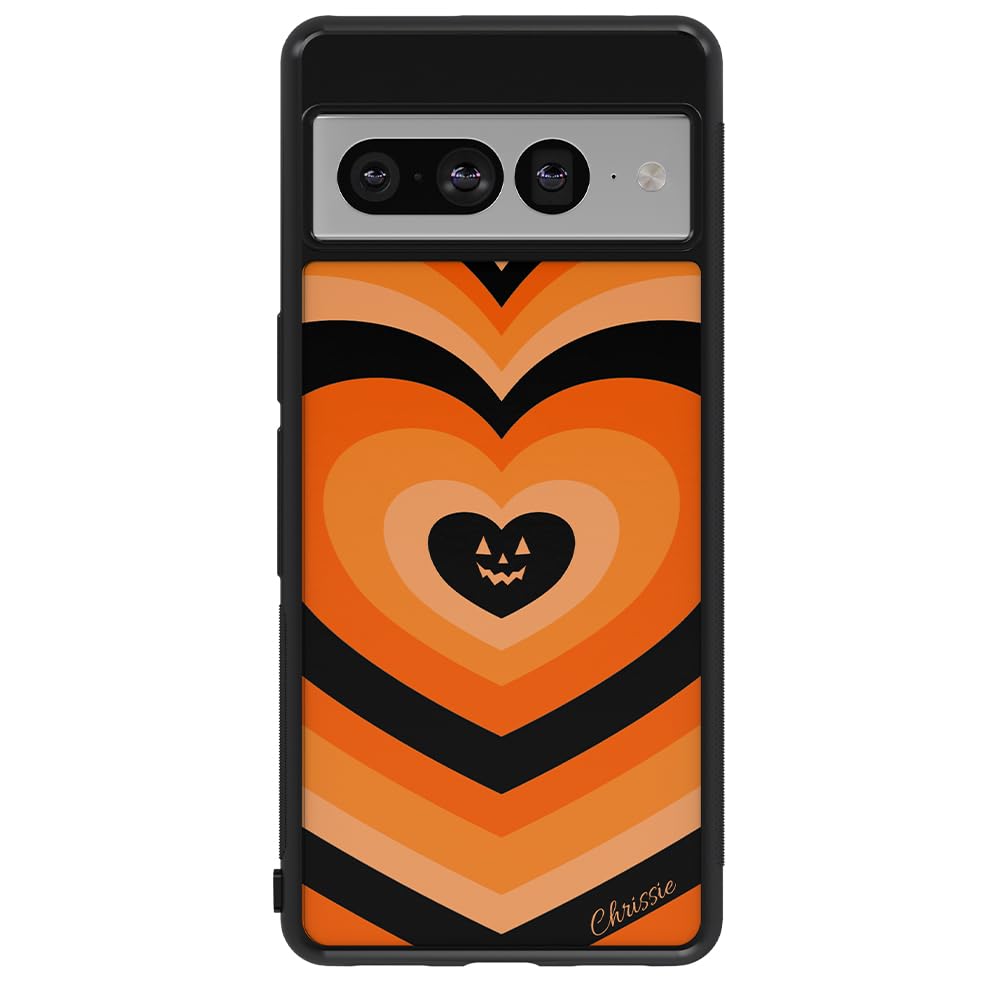 Halloween Hearts Personalized Black Rubber Phone Case Compatible With Google Pixel 8 Pro, 8, 7a, 7, 7 Pro, 6a, 6 Pro, 6, Pixel 5, 4a 5G, 4a 4G,