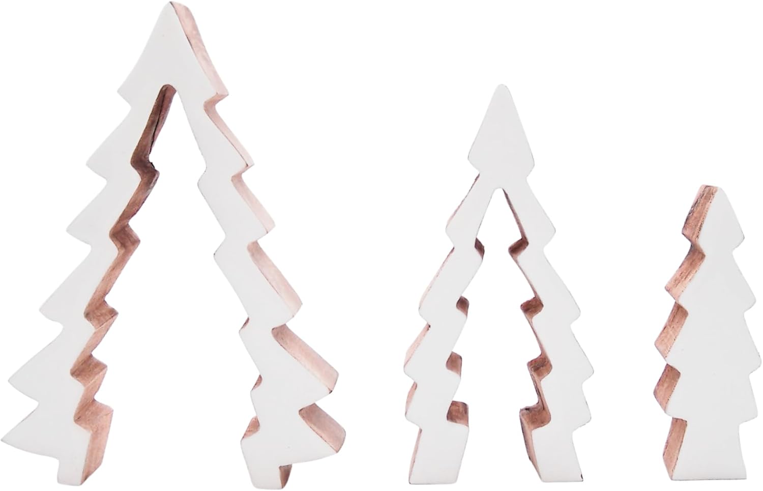 Árbol de madera 3D de 3 piezas con esmalte blanco, decoración navideña independiente, decoración navideña, 8 pulgadas