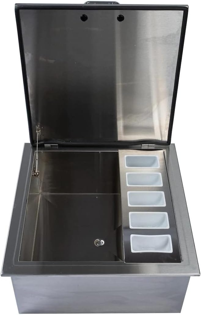 BBQGuys Signature – Enfriador de hielo de 25 pulgadas con soporte para condimentos, tradicional
