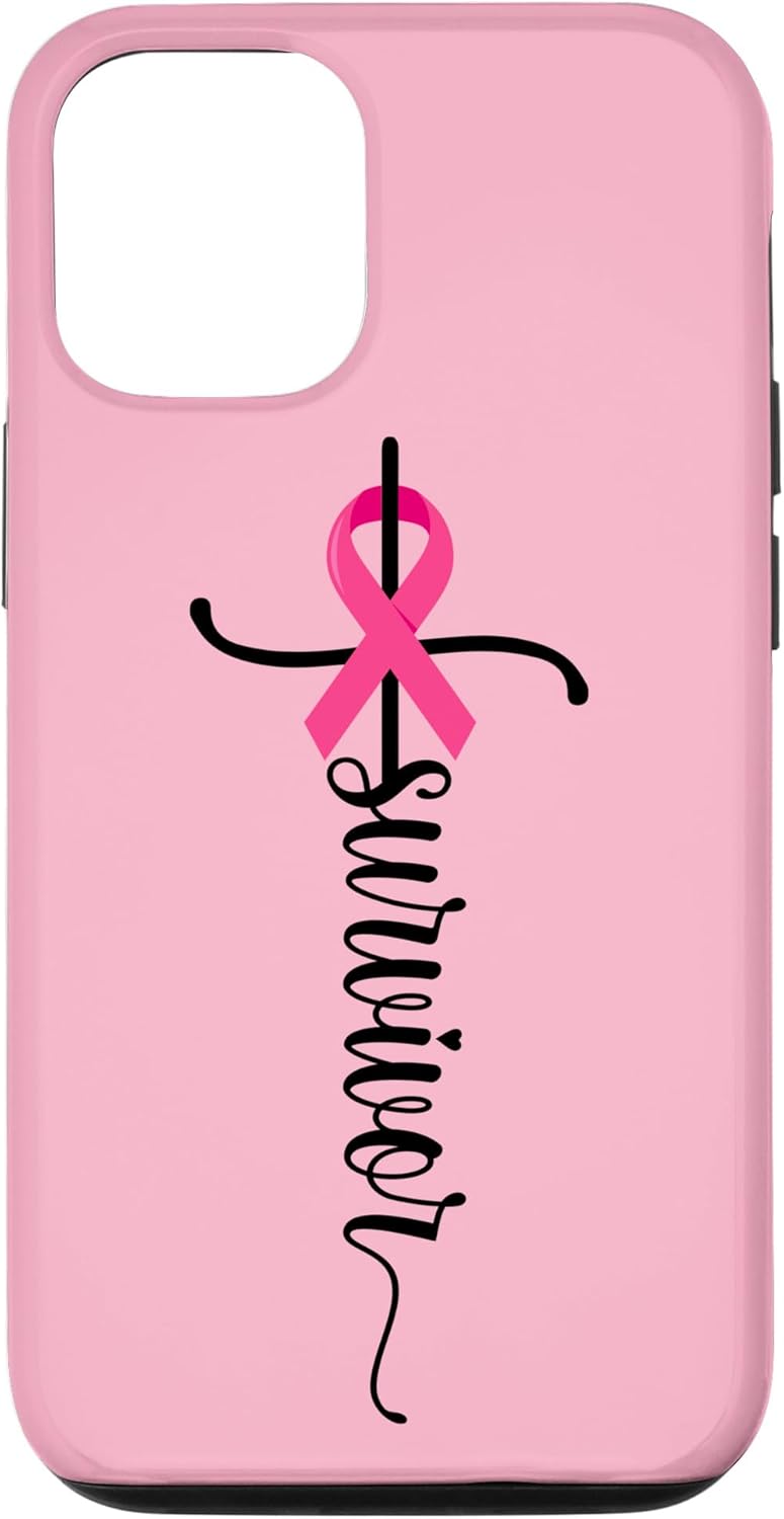 iPhone 13 Survivor Christian Cross Warrior Rosa Ribbon Estuche de cáncer de mama