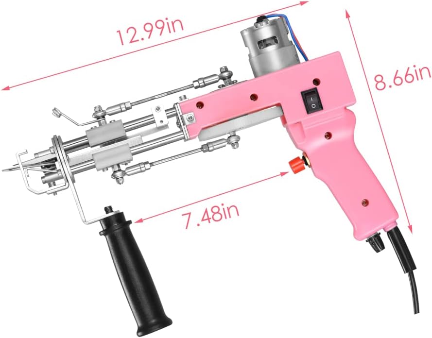 H HUKOER Pistola 2 en 1 (pelo cortado y pelo de bucle) Pistolas de alfombra eléctricas, máquina de tejer de alfombras con 5-40 puntadas por segundo