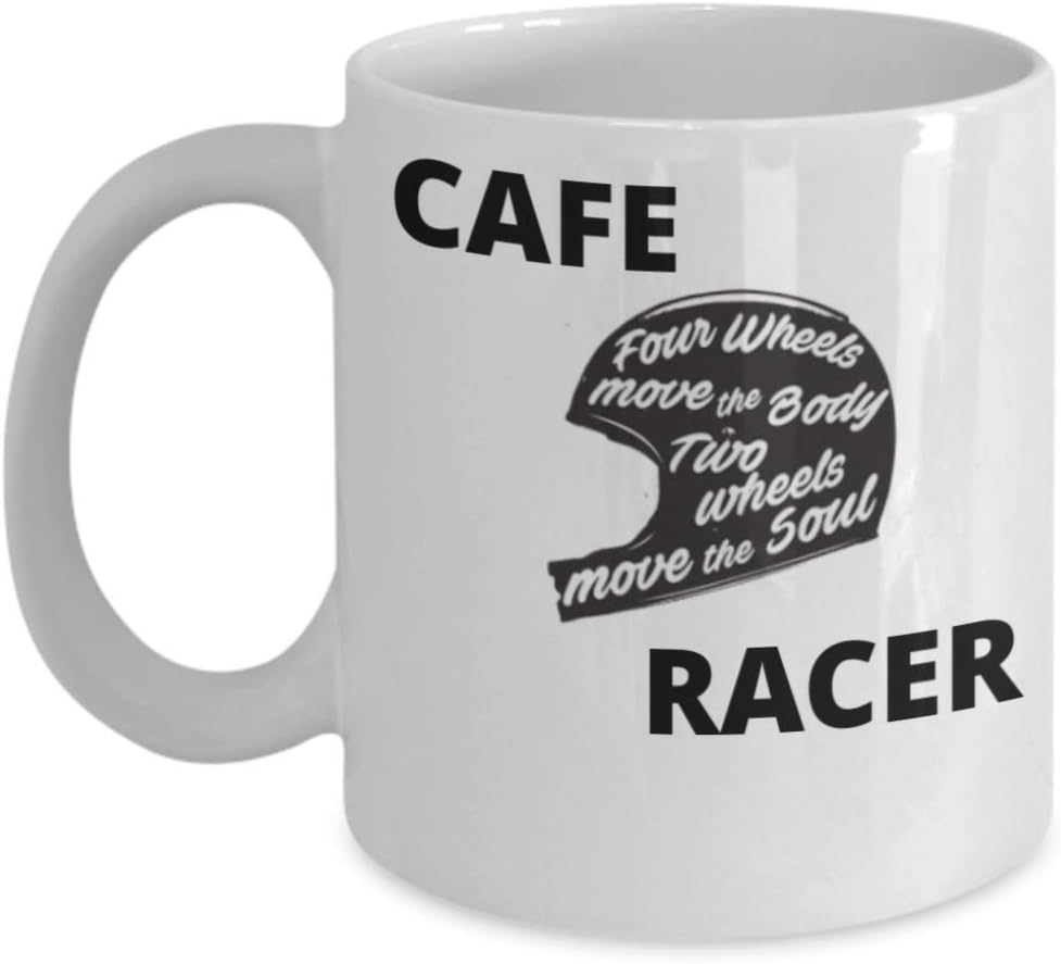 Taza de café con diseño de motociclista, 11onza, Blanco