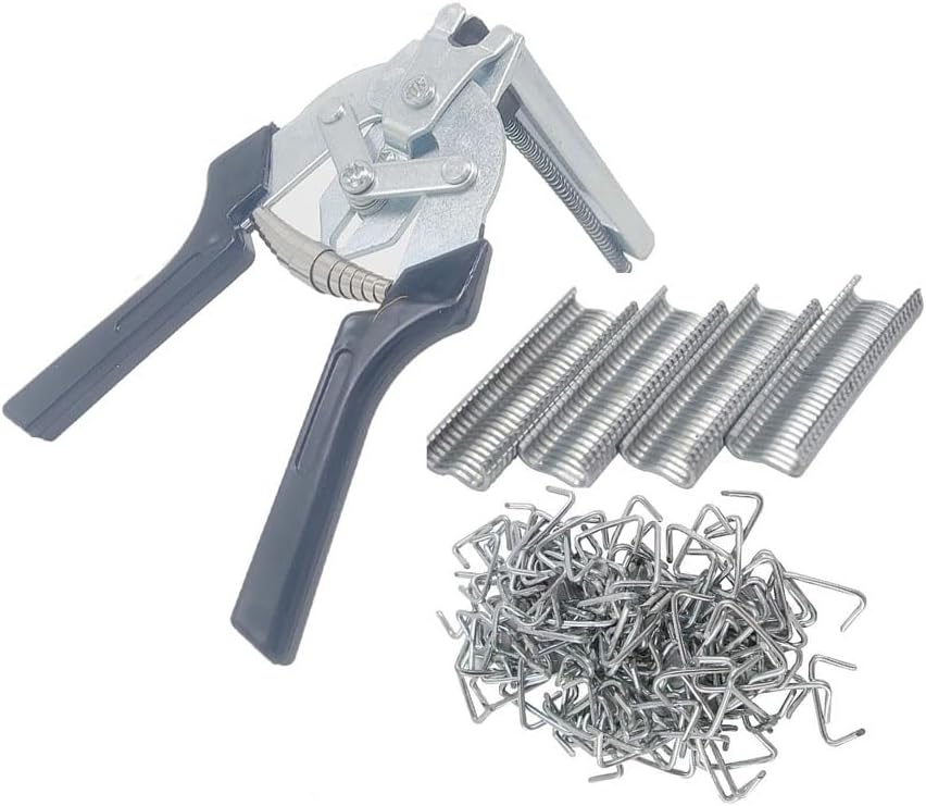 Alicates de anillo de cerdo con 600 anillos de cerdo de acero galvanizado para ollas de cangrejo, jaulas, trampas, cercas, cubiertas de salchichas y