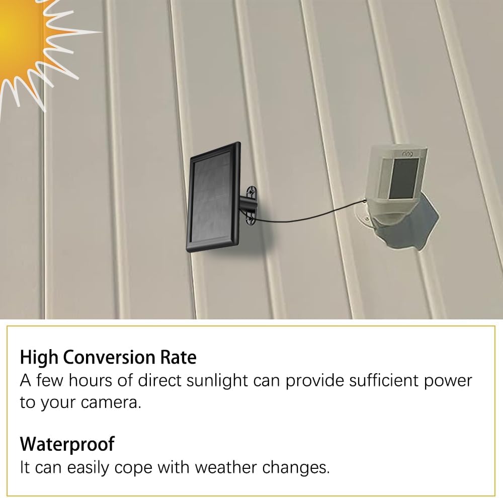 Panel solar para batería de cámara de foco de anillo, cargador solar compatible con cámara de anillo, batería de cámara de anillo para exteriores