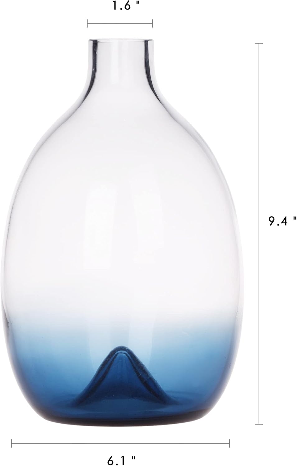 CONVIVA Jarrón de cristal para flores, moderno centro de mesa decorativo, diseño simple, soplado a mano, decoración del hogar, cocina, comedor, sala