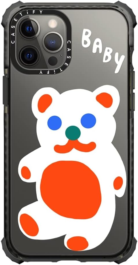 CASETiFY Katie Benn – Funda Ultra Impact para iPhone 12 Pro Max, diseño de oso de bebé, color negro transparente