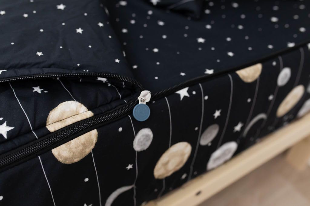 Beddy’s Nod & Winks – Juego de ropa de cama con cremallera individual para niños, juego de funda de colchón, sábanas y edredón con cremallera fácil,