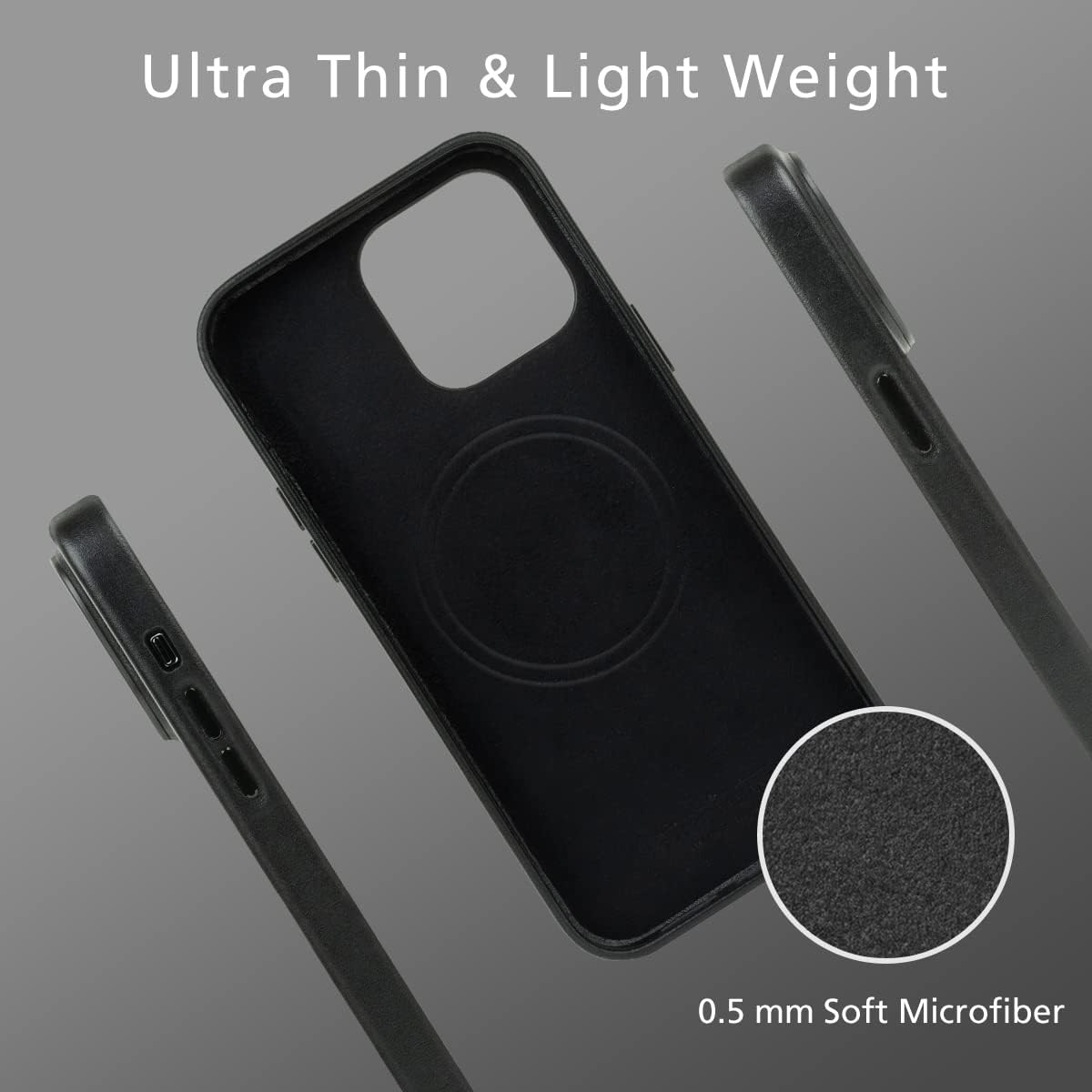 alto Funda magnética de cuero diseñada para iPhone 14 Pro y MagSafe, serie CLOP funda protectora contra caídas de cuero italiano de primera calidad