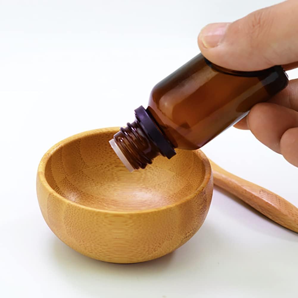Máscara facial de bambú Cuenco para mezclar Cuchara Cuchara Cuenco pequeño Cuidado de la Piel Tazón Máscara de Arcilla Cosmética Tazón de Maquillaje
