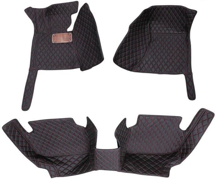 Aerfine Alfombrillas de cuero de lujo personalizadas para automóvil, tapetes antideslizantes para todo tipo de clima (negro, beige y gris)