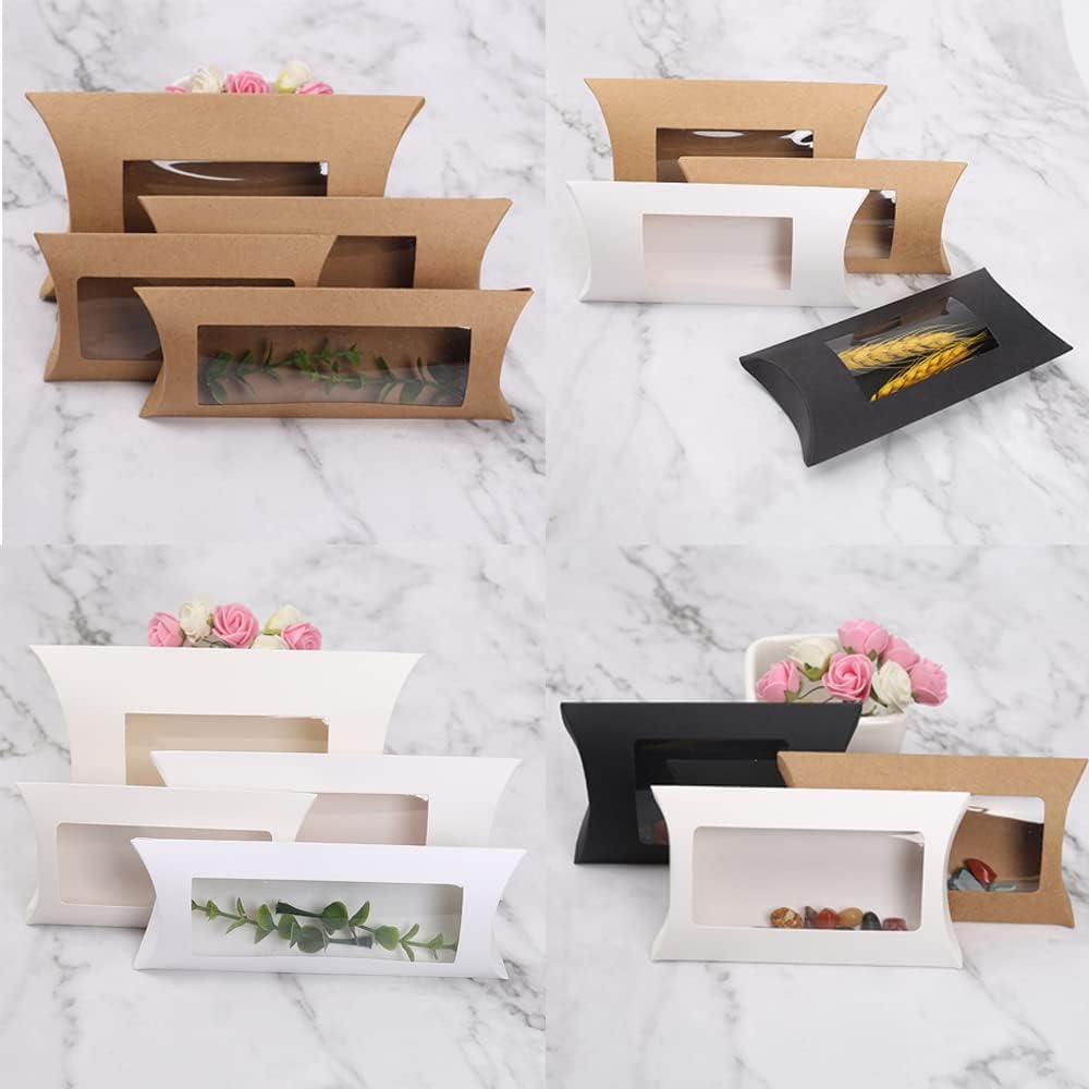 40 mini cajas de embalaje de papel blanco con ventana transparente, caja de embalaje de regalo para panadería, dulces, chocolate, joyas, exhibición,
