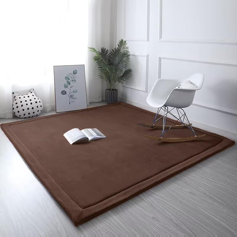 Alfombras de terciopelo coral para gatear, hechas a mano, tejido de espuma de felpa, tapete de ejercicio suave y grueso para niños