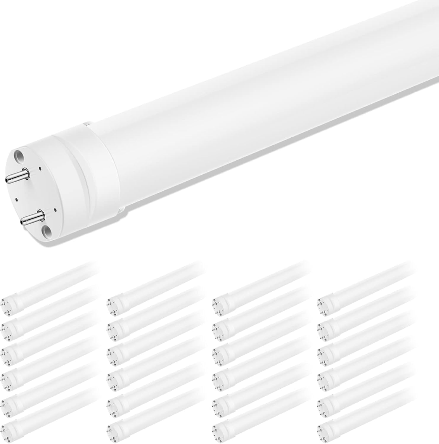 Paquete de 24 bombillas LED T8 de 4 pies, luz blanca diurna de 6000 K, equivalente a 40 W, derivación de lastre, bombillas LED de doble extremo,