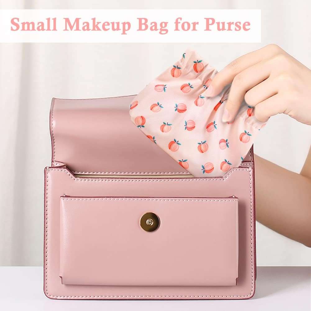 Mini bolsa de maquillaje, 2 bolsas de cosméticos de bolsillo, bolsa de maquillaje floral impresa impermeable, bolsa de maquillaje pequeña para