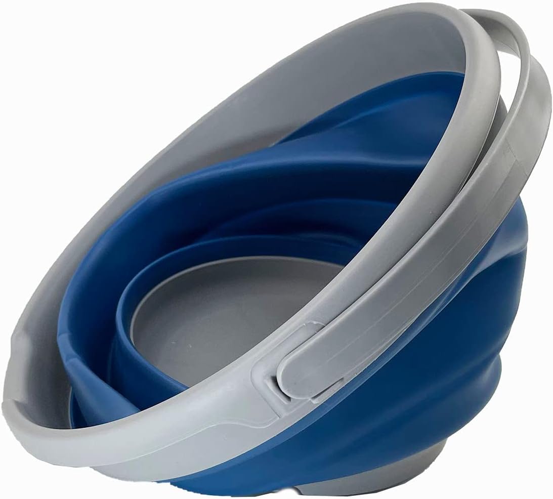 SAMMART Cubo de plástico plegable de 10 L (2.6 galones), bañera redonda plegable con asa, cubo de pesca portátil, cubo de agua, ahorro desplegable