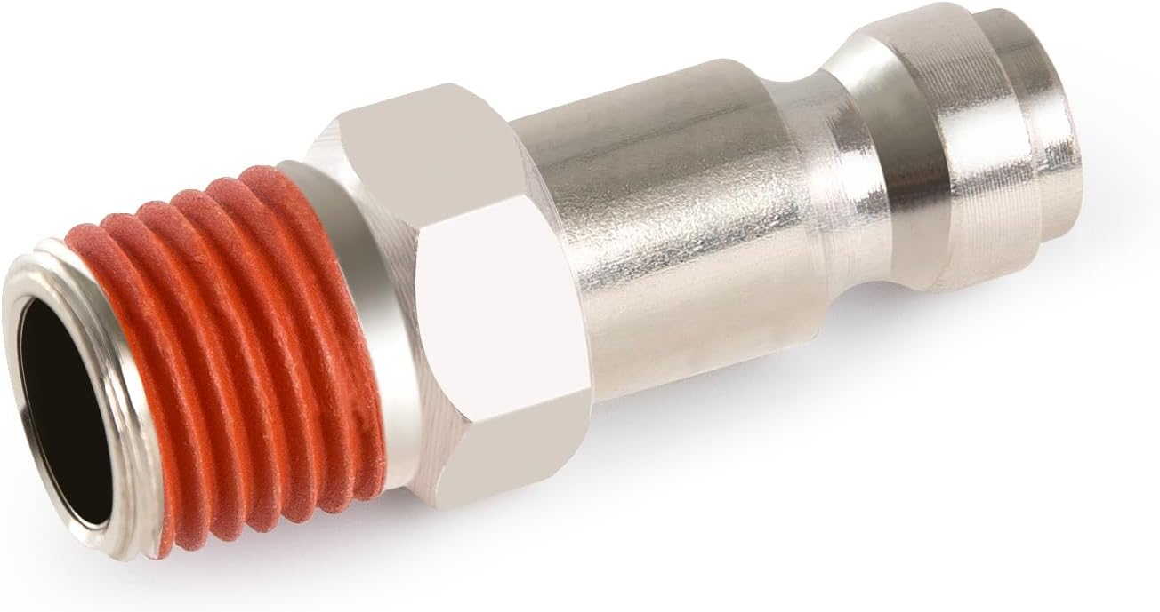 Enchufe de aire estilo T automotriz, enchufes neumáticos macho NPT de 12 pulgada, accesorios para compresores de aire (paquete de 5)