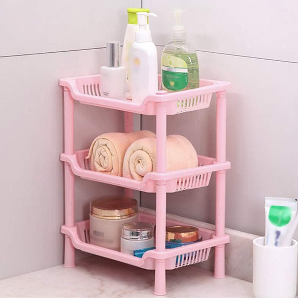 Cabilock Estante organizador de ducha de 3 niveles, estante de baño, estante de baño, estantes organizadores de plástico rosa, para baño,