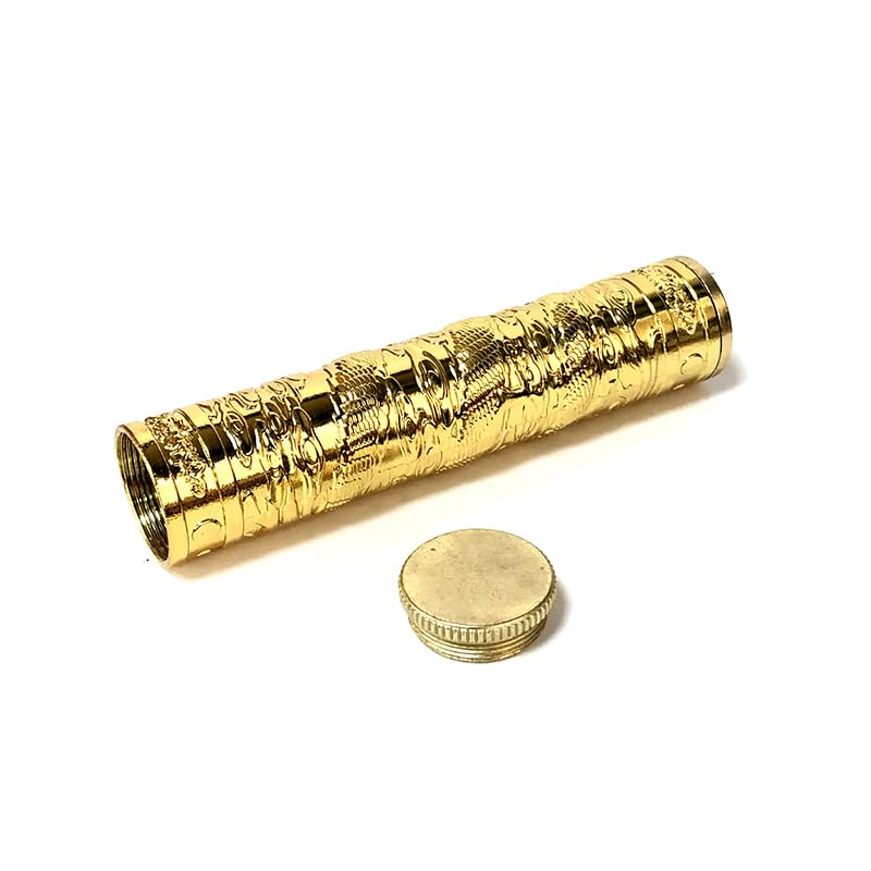 Estuche de cigarrillos de metal retro con diseño de dragón en relieve, estuche portátil hermético para cigarrillos impermeable (dragón dorado)