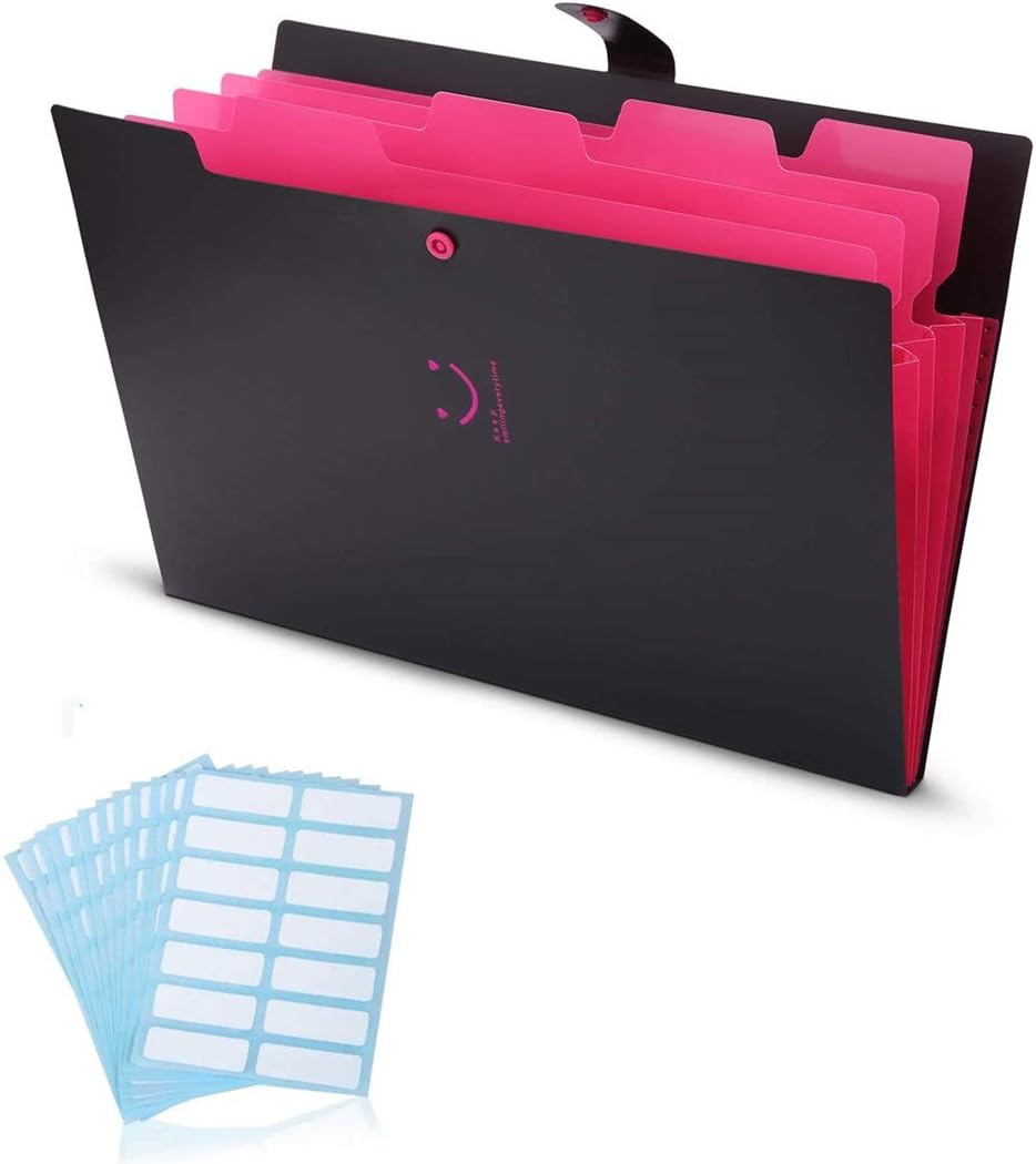1 unidad multiusos de plástico de varios pisos A4 de papel expandible para carpetas de archivos, organizador de documentos de acordeón y 168