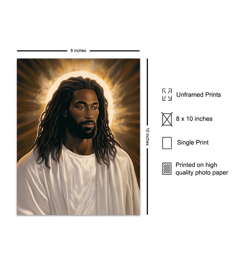 Jesus Wall Decor for Black Men – Christian Wall Art Jesus Poster for Women – Bible Verse Black Art Man cave Decor – masculine Religious Wall Art –