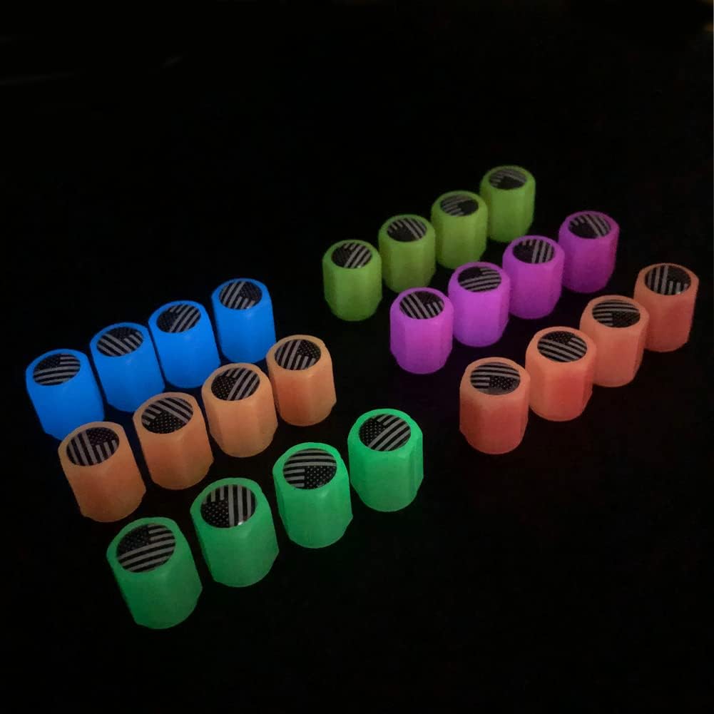 24 tapas luminosas para válvulas de neumáticos de automóvil, tapas de vástago de válvula de neumático fluorescentes para automóvil, SUV, bicicleta,