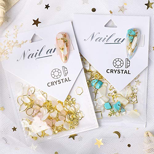 Gran variedad de tamaños para decoración de uñas, joyería de arte de uñas de piedra, piedra de cristal, decoración de uñas, pieza de concha de arte