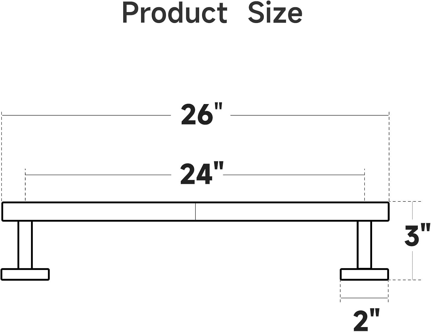 USHOWER Toallero negro mate, toallero de 24 pulgadas para baño montado en la pared, barra de toalla gruesa de acero inoxidable SUS304, decoración