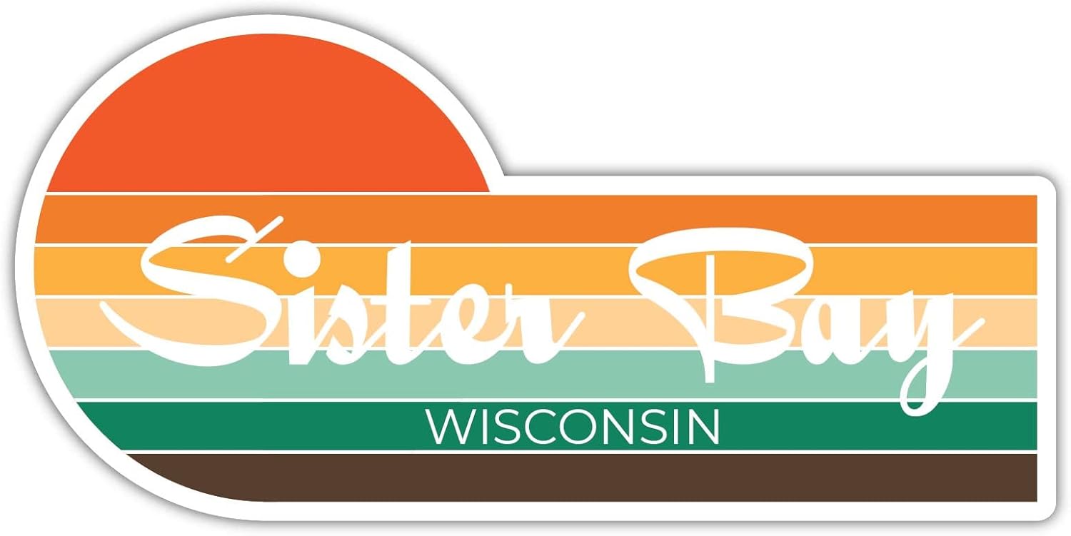 Sister Bay Wisconsin – Imán para nevera de 4 x 2.25 pulgadas, diseño estético retro vintage Sunset City de los años 70