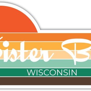 Sister Bay Wisconsin – Imán para nevera de 4 x 2.25 pulgadas, diseño estético retro vintage Sunset City de los años 70 Sister Bay Wisconsin – Imán para nevera de 4 x 2.25 pulgadas, diseño estético retro vintage Sunset City de los años 70