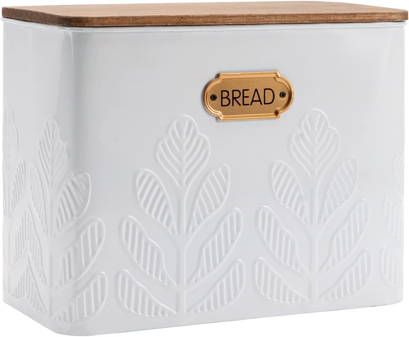 NIKKY HOME Caja de pan blanca extragrande que ahorra espacio con tapa de madera, capacidad para 2 panes, contenedor vertical para almacenamiento de