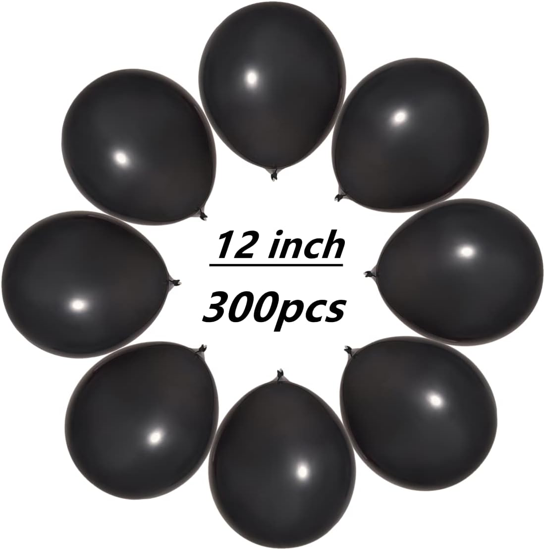 Paquete de 300 globos negros, globos de látex negros de 12 pulgadas, globos negros a granel para varias decoraciones de fiesta, guirnalda de globos