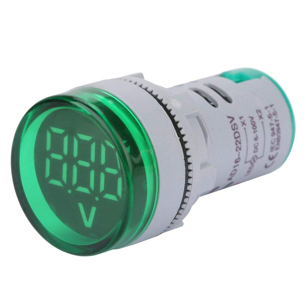YWBL-WH DC 6-100V Volt Meter LED Digital Voltímetro Medidor de voltaje de luz Indicador de señal Probador de lámpara redonda