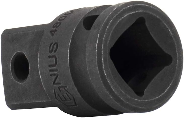 Genius Tools Adaptador de impacto Dr. 12″ F × 34″ M con orificio para pasador (CR-Mo) – 480066CM