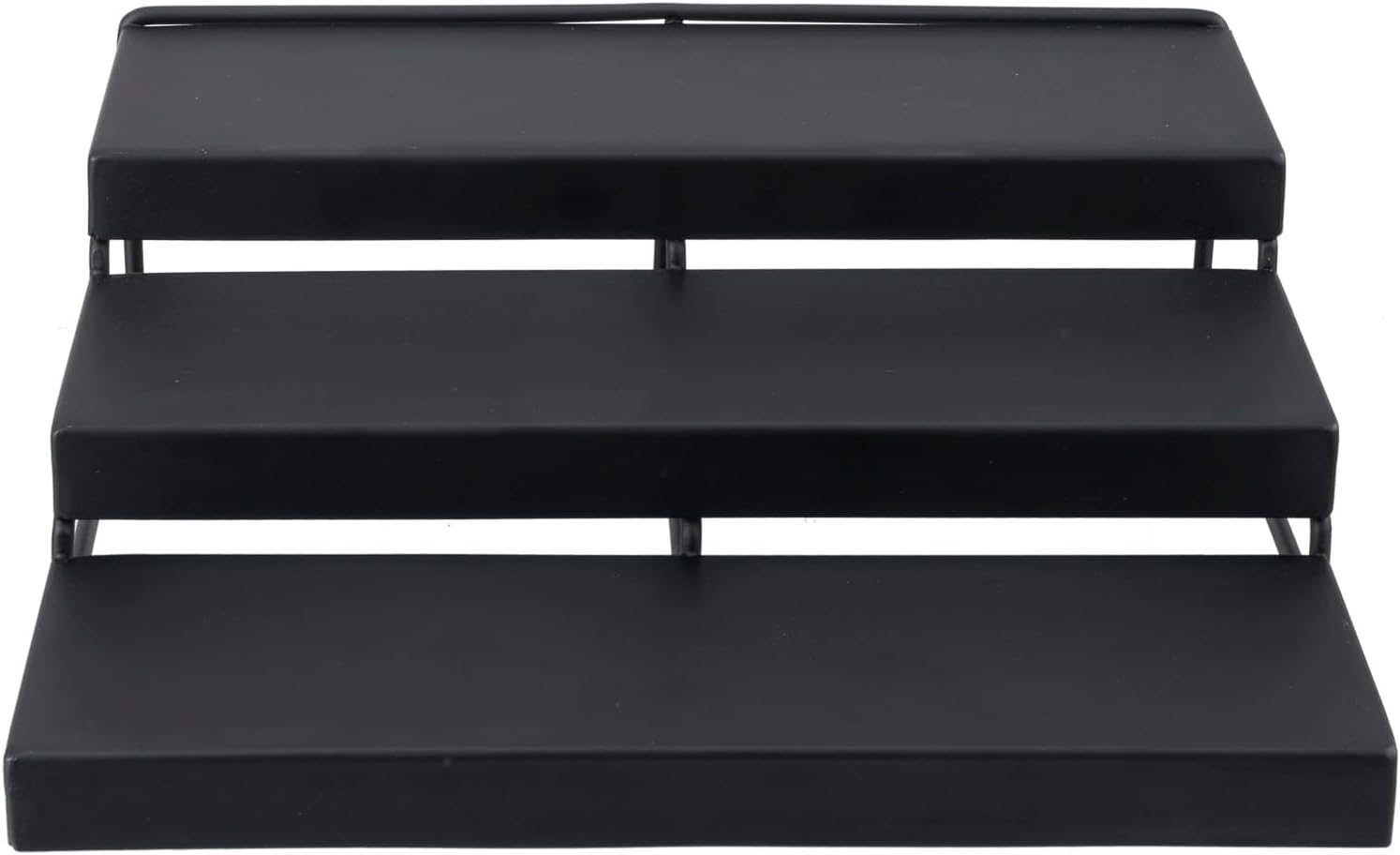 MyGift Soporte para cupcakes de metal negro mate moderno de 3 niveles en un diseño de escalera, soporte elevador de postres escalonado para mini