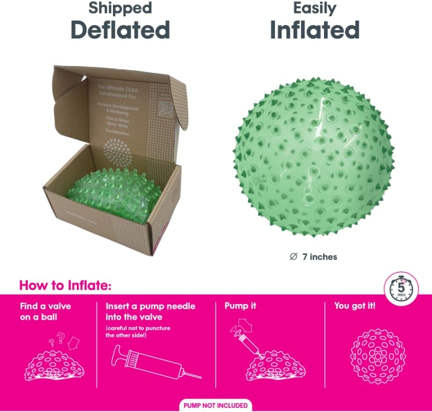 Edushape La bola sensorial original para bebé, bola de bebé de 7 pulgadas que ayuda a mejorar las habilidades motoras gruesas para niños de 6 meses