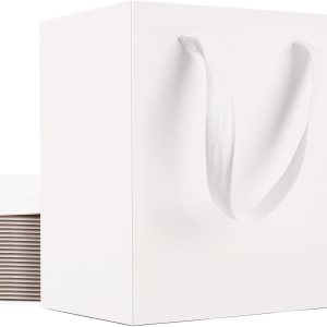 EUSOAR Bolsas de papel de estraza de regalo con asas, paquete de 20 bolsas de papel kraft blancas pequeñas de 4 x 2.75 x 4.5 pulgadas, a granel, EUSOAR Bolsas de papel de estraza de regalo con asas, paquete de 20 bolsas de papel kraft blancas pequeñas de 4 x 2.75 x 4.5 pulgadas, a granel,