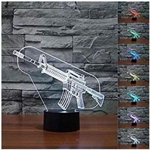 3D Gun Luz nocturna 16 cambio de color LED Control remoto mesa lámpara de escritorio acrílico plana ABS base USB decoración del hogar juguete 3D Gun Luz nocturna 16 cambio de color LED Control remoto mesa lámpara de escritorio acrílico plana ABS base USB decoración del hogar juguete