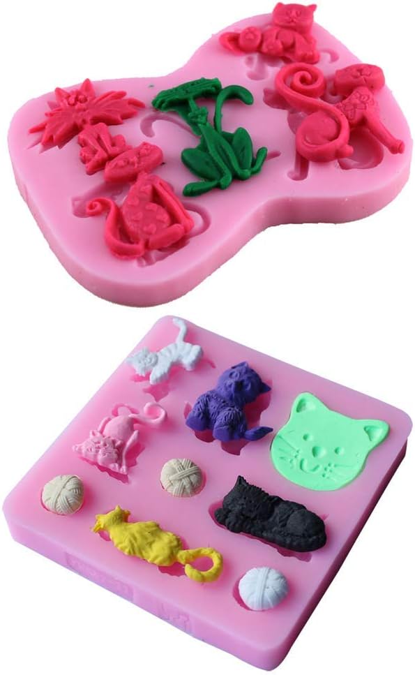 Molde de silicona con forma de gato pequeño, molde de pasta de goma para gatito, chocolate, caramelo, magdalena, herramientas de decoración de