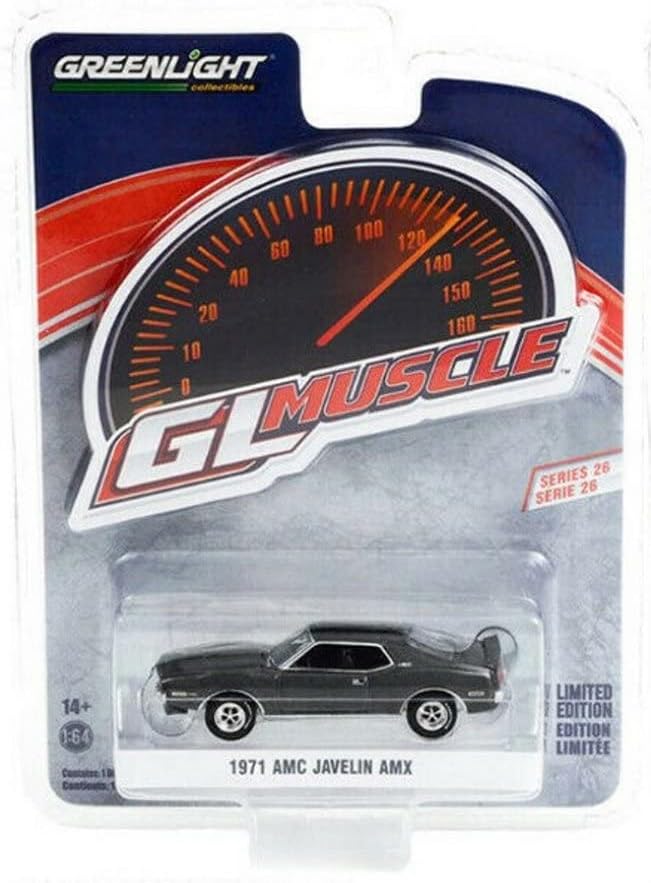 AMC 1971 AMC Javelin AMX, gris carbón metálico – Greenlight 13310A48 – Coche fundido a presión escala 164
