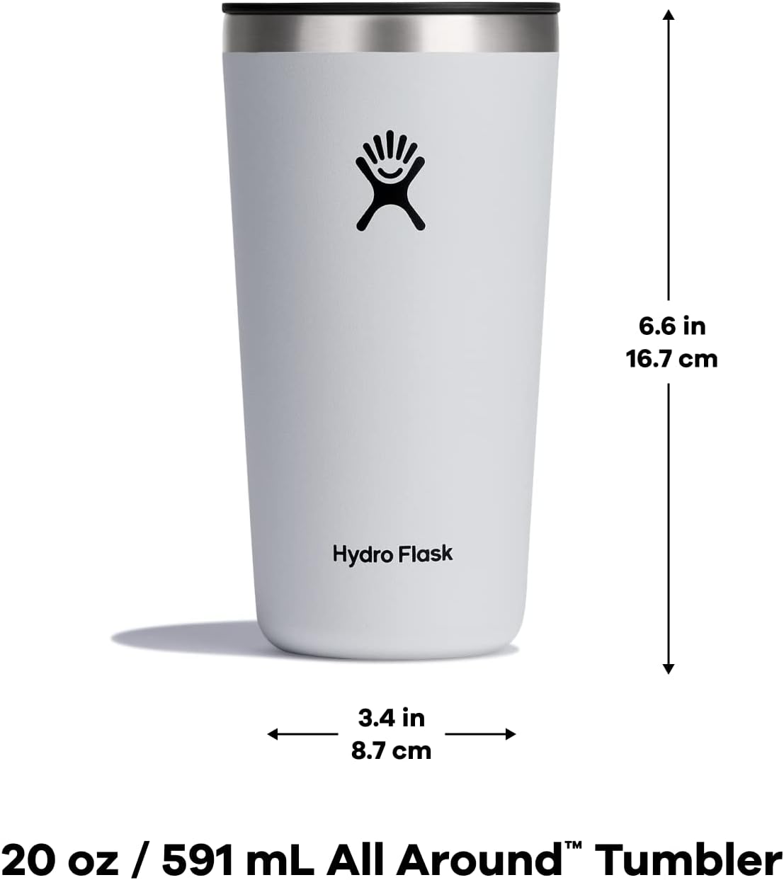 Hydro Flask Vaso de acero inoxidable con tapa y aislamiento al vacío de doble pared