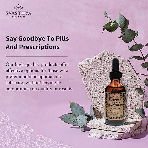 SVASTHYA BODY & MIND Melatonina líquida  Promueve el sueño natural  Sin alcohol para adultos y niños, fabricado en los Estados Unidos, 2 onzas,