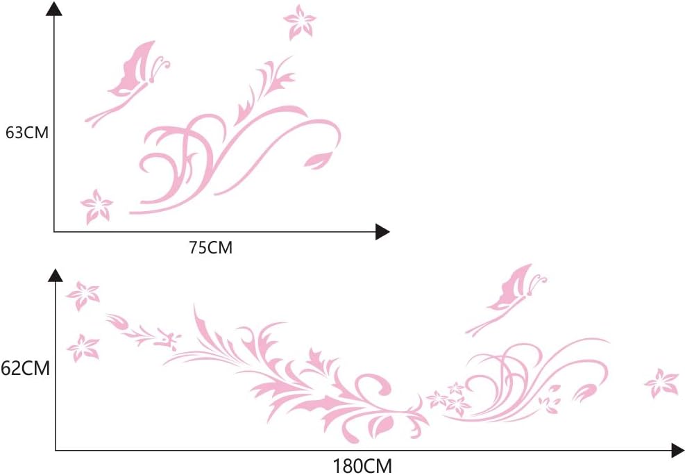 Calcomanías decorativas talladas con flores huecas y mariposas, antiarañazos, para automóviles, camionetas, SUV, camiones, juego de 3 piezas (rosa)