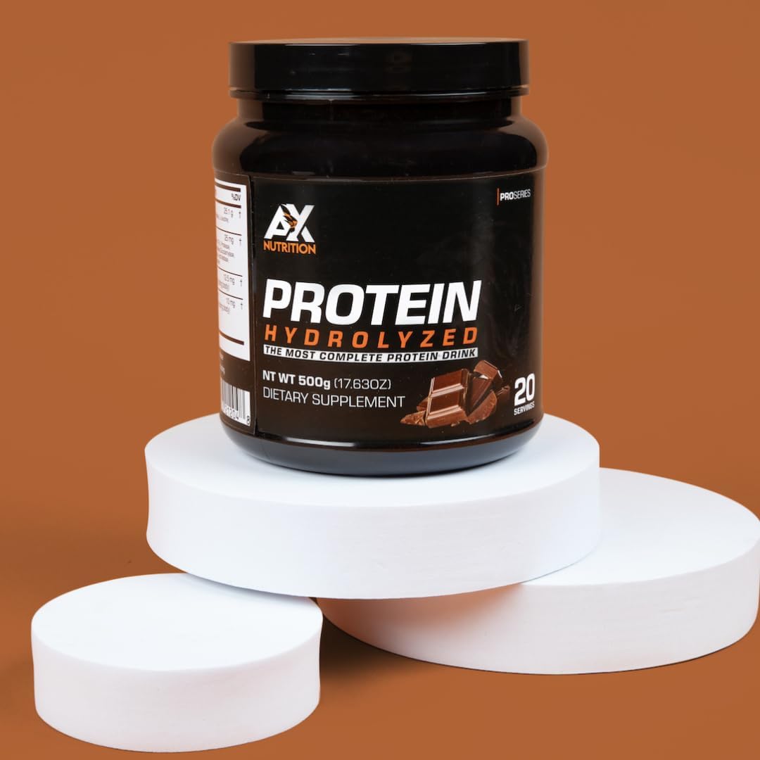 AX Nutrition Proteína hidrolizada en polvo de 17.64 oz  Sabor a chocolate  Colágeno hidrolizado infundido con una mezcla de vitaminas  Apoya el