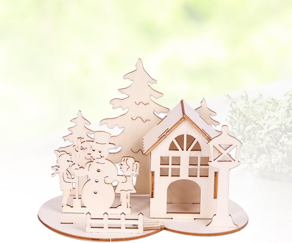 NOLITOY 2 piezas de decoración de mesa de comedor, rompecabezas de madera 3D, rompecabezas de Navidad, decoración de escritorio de Navidad, adorno