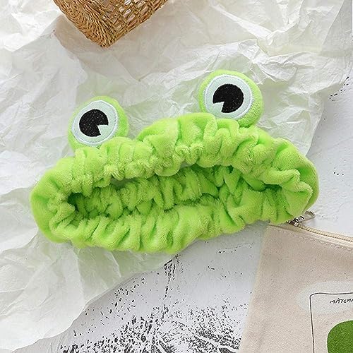 Jowxsx Diadema de maquillaje de rana verde, bandas elásticas de ala ancha, bandas para el cabello para niñas y mujeres, accesorios para el cabello,
