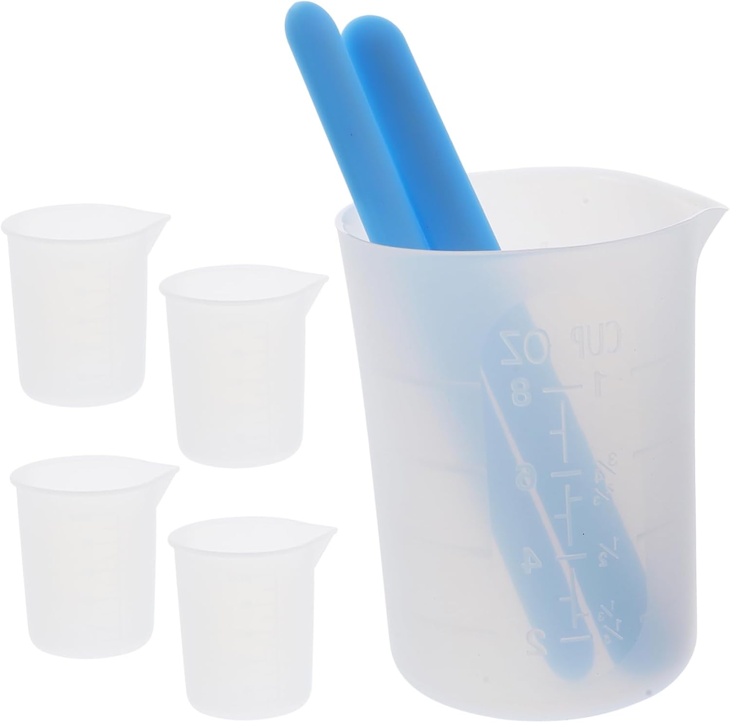 SEWACC 5 Sets molde de para resina Silicone Measuring Cup Resin Mold epoxy Mixing Cup handicrafts Making Tool Paint Mixing Cup Stirring Rod